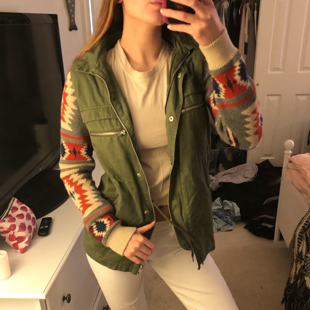 Thread & Supply army jacket with sweater sleeves